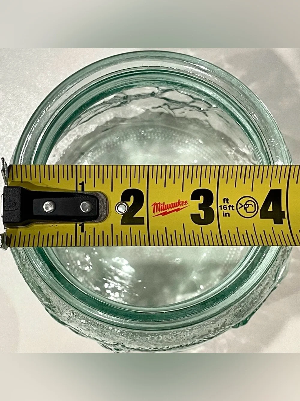 ☀️2/$20 Libbey “Fruit Orchard” Green Embossed Glass Lidded Jar Small Canister